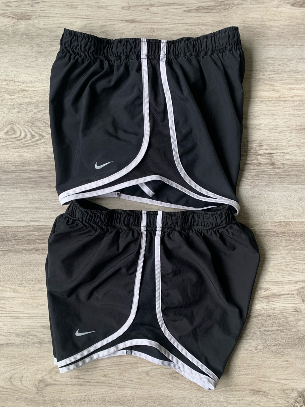 Bundle of 2 Nike Black Running Shorts with White Piping-built in brief lining - Picture 4 of 11